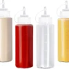 4 Bouteilles à Presser Avec Bouchon (500 Ml) - Distributeur De Sauce Pour Ketchup, Sauces, Huile, Vinaigrettes - Geen De Fuite, Sans BPA