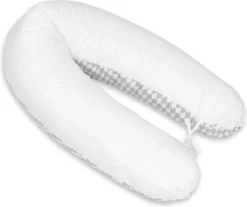 Coussin D'allaitement - Coussin De Grossesse - 100% Coton - Avec Cordons - 145 Cm - Diamant Blanc/gris - Blanc -Bébé Soldes Boutique 1200x1005 13