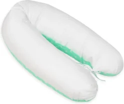 Coussin D'allaitement - Coussin De Grossesse - 100% Coton - Avec Cordons - 145 Cm - Départs Blancs - Menthe - Blanc -Bébé Soldes Boutique 1200x1009 1