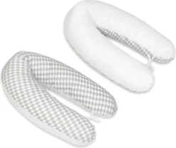 Coussin D'allaitement - Coussin De Grossesse - 100% Coton - Avec Cordons - 145 Cm - Diamant Blanc/gris - Blanc