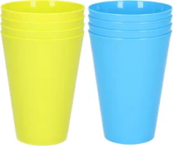 16x Verres à Boire En Plastique Incassables 430 ML En Bleu Et Vert - Camping / Anniversaire / Tout-petits / Enfants D'âge Préscolaire