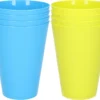 24x Verres à Boire En Plastique Incassable 430 ML En Bleu Et Vert - Camping/anniversaire/tout-petits/préscolaire
