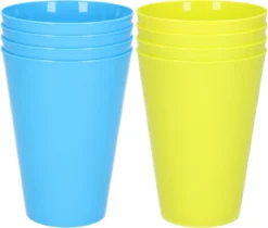 24x Verres à Boire En Plastique Incassable 430 ML En Bleu Et Vert - Camping/anniversaire/tout-petits/préscolaire