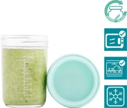 BabyMoov 8 Bocaux En Verre De 120 Et 240 Ml - Scellables Hermétiquement - Livret De Recettes Bio Inclus -Bébé Soldes Boutique 1200x1021 6