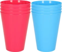 24x Verres à Boire En Plastique Incassables 430 ML En Bleu Et Rose - Camping/anniversaire/tout-petits/enfants D'âge Préscolaire