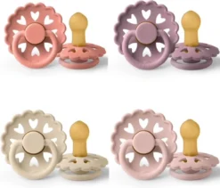 Frigg Fairytale Set De 4 Sucettes La Petite Sirène, Les Princes Et Le Petit Pois, Le Vilain Petit Et La Reine Des Neiges 0 Mois Taille 1