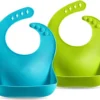 Lot De 2 Bavoirs D'allaitement En Siliconen Pour Bébés Et Tout-petits De 10 à 72 Mois Imperméables, Doux, Unisexe, Lavables, Blauw