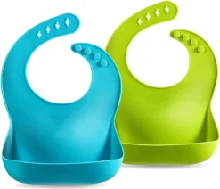 Lot De 2 Bavoirs D'allaitement En Siliconen Pour Bébés Et Tout-petits De 10 à 72 Mois Imperméables, Doux, Unisexe, Lavables, Blauw