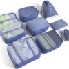 Ensemble D'organisateur, Cubes D'emballage Sacs à Vêtements, Sacs à Chaussures, Organisateur De Voyage, Cube D'emballage, Cosmétiques, Organisateur De Voyage, Sacs D'emballage Pour Valise (8 Pièces, Bleu Marine)