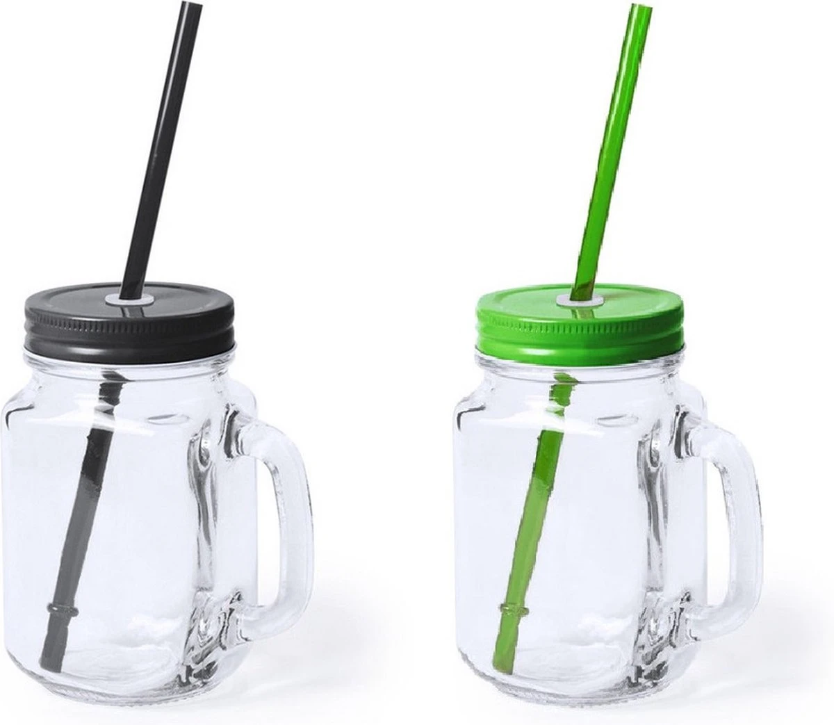 4x Pièces Verres Mason Jar Gobelets Avec Bouchon Et Paille 500 Ml - 2x Noir / 2x Vert - Verrouillable / Pas De Fuites / Fruit Shakes 1 4x Pièces Verres Mason Jar Gobelets Avec Bouchon Et Paille 500 Ml - 2x Noir / 2x Vert - Verrouillable / Pas De Fuites / Fruit Shakes