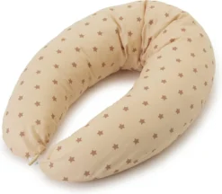 Lumaland Coussin D'allaitement Coussin De Grossesse Coussin De Couchage Latéral Avec Housse 100% Coton étoiles Beige / Marron 190 X 150 X 37 X 20 Cm