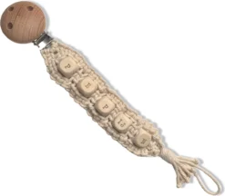 Attache Sucette Personnalisée 'Explore' - Wit/ Macramé Naturel - Katoen - Macramé - Handgemaakt à La Nederland