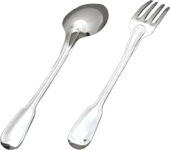 Couverts Bébé 2 Pièces Daniel Crégut 'Filets Anciens' - Métal Argenté - L 14,5 Cm