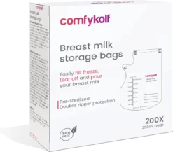200 Pièces ComfyKolf Sacs De Conservation De Lait 250ml - Allaitement Sacs De Lait De Lait Maternel -Bébé Soldes Boutique 1200x1054 8