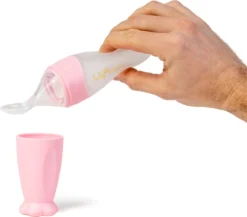 Bébé Capital® - Biberon Avec Cuillère - Cuillère Anti-déversement - Cuillère Pour Bébé - Cadeau De Maternité - Baby Shower - Rose