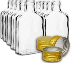 Casavetro Bouteilles En Verre Vides Avec Bouchon à Vis Transparent 100 Ml Portes étanches Réutilisables - Couvercle En Métal Hermétique Pour Kombucha Home Brewed Gin Huile Vinaigre Bière Cidre Vodka Et Water (10 X 100 Ml)