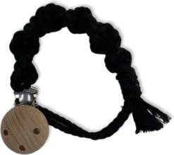 Attache Sucette Macramé ' Spiral' - Zwart - Katoen - Macramé - Handgemaakt Aux Nederland - Livraison Gratuite