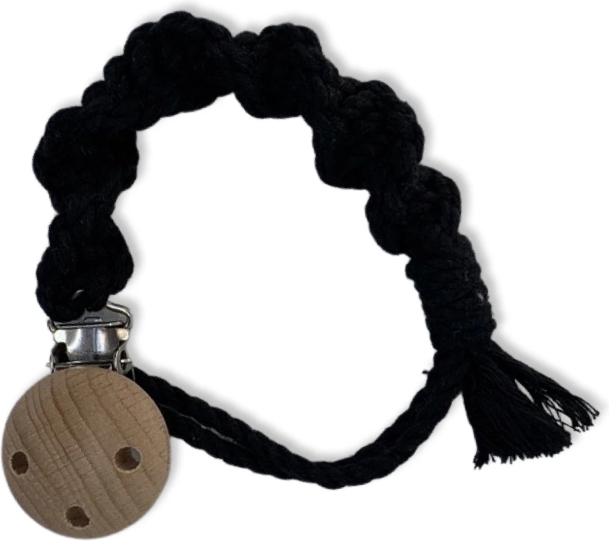 Attache Sucette Macramé ' Spiral' - Zwart - Katoen - Macramé - Handgemaakt Aux Nederland - Livraison Gratuite 1 Attache Sucette Macramé ' Spiral' - Zwart - Katoen - Macramé - Handgemaakt Aux Nederland - Livraison Gratuite