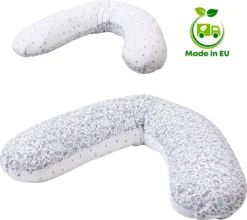 Bubaba - Body/ Relax Pillow - Coussin De Grossesse - Coussin D'allaitement Avec Housse Lavable (170x35cm) - Animal Forest Grijs/ Blauw