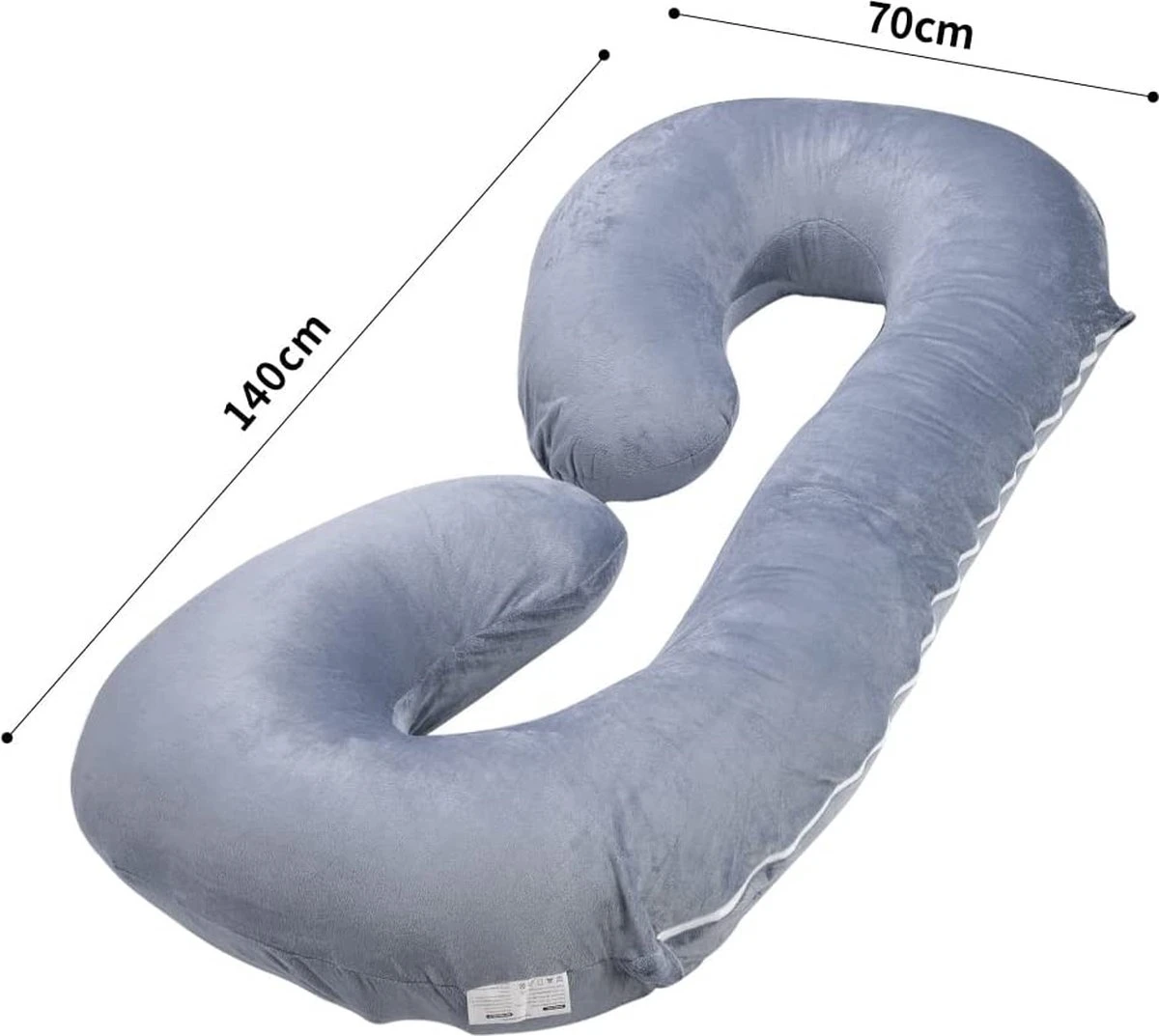 RESKO - Oreiller De Grossesse En Forme De C - Oreiller D'allaitement - Oreiller - Oreiller De Corps - Femme Enceinte - 140 X 70 Cm - Grijs 5 RESKO - Oreiller De Grossesse En Forme De C - Oreiller D'allaitement - Oreiller - Oreiller De Corps - Femme Enceinte - 140 X 70 Cm - Grijs – Image 5