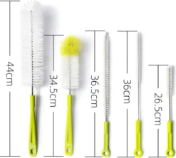 Goupillon - Nettoyant Pour Bouteilles - Brosse De Nettoyage - Nettoyant Pour Bouteilles - 5 Pièces - Sans Rayures Ni BPA - Convient à Toutes Les Surfaces - Vert