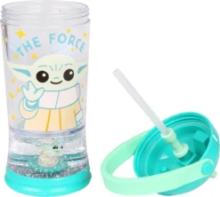 Disney Star Wars Bébé Yoda - Bouteille D'eau Avec Paille, Bouteille D'eau Liquide à Paillettes Et Figurine -Bébé Soldes Boutique 1200x1078 4
