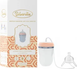 Biberon En Siliconen / Biberon Hands Libres En Un – Switch Le Biberon – 2 En 1 – Tétine De Biberon – Matériau En Silicone Souple – Valve Sans Air– Anti-colique – Anti-colique – Réduit Le Reflux De Votre Bébé – 250ML – Sans BPA - Peach