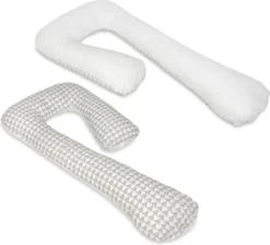 Coussin D'allaitement - Coussin De Grossesse - Grand - 100% Coton - Triangles Blanc/gris - Blanc