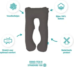 Oreiller De Grossesse Mjuka | Oreiller Confort | XXL 280 Cm | Coton Doux | Gris | Incl. Sac De Rangement De Luxe -Bébé Soldes Boutique 1200x1090 5