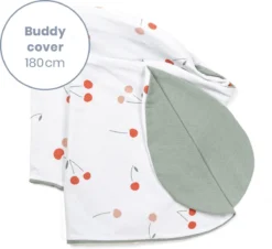 Doomoo Buddy Cover - Housse Pour Coussin D'allaitement Buddy - Coton Organique - 180 Cm - Cherries Green