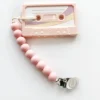 Anneau De Dentition à Cassette Rose Avec Attache-sucette Perles Chaîne Et Clip - Bébé - Sans BPA - Siliconen - 100% Sûr - Anneau De Dentition Refroidissant