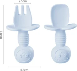 Bébé - 2 Cuillères Et Fourchettes Bébé - Couverts Couverts Pour Enfants - Couverts Bébé - Sans BPA - Vaisselle Bébé - Bleu Clair Beige -Bébé Soldes Boutique 1200x1106 17