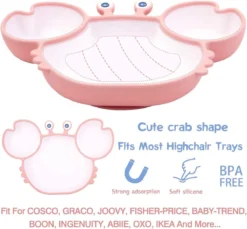 Assiette Bébé En Siliconen Avec Ventouse | Plaque Incassable Avec Compartiments | Assiette Plate Assiette Pour Enfants Adaptée Aux Tout-petits Et Aux Enfants D'âge Préscolaire - Rose -Bébé Soldes Boutique 1200x1112 19