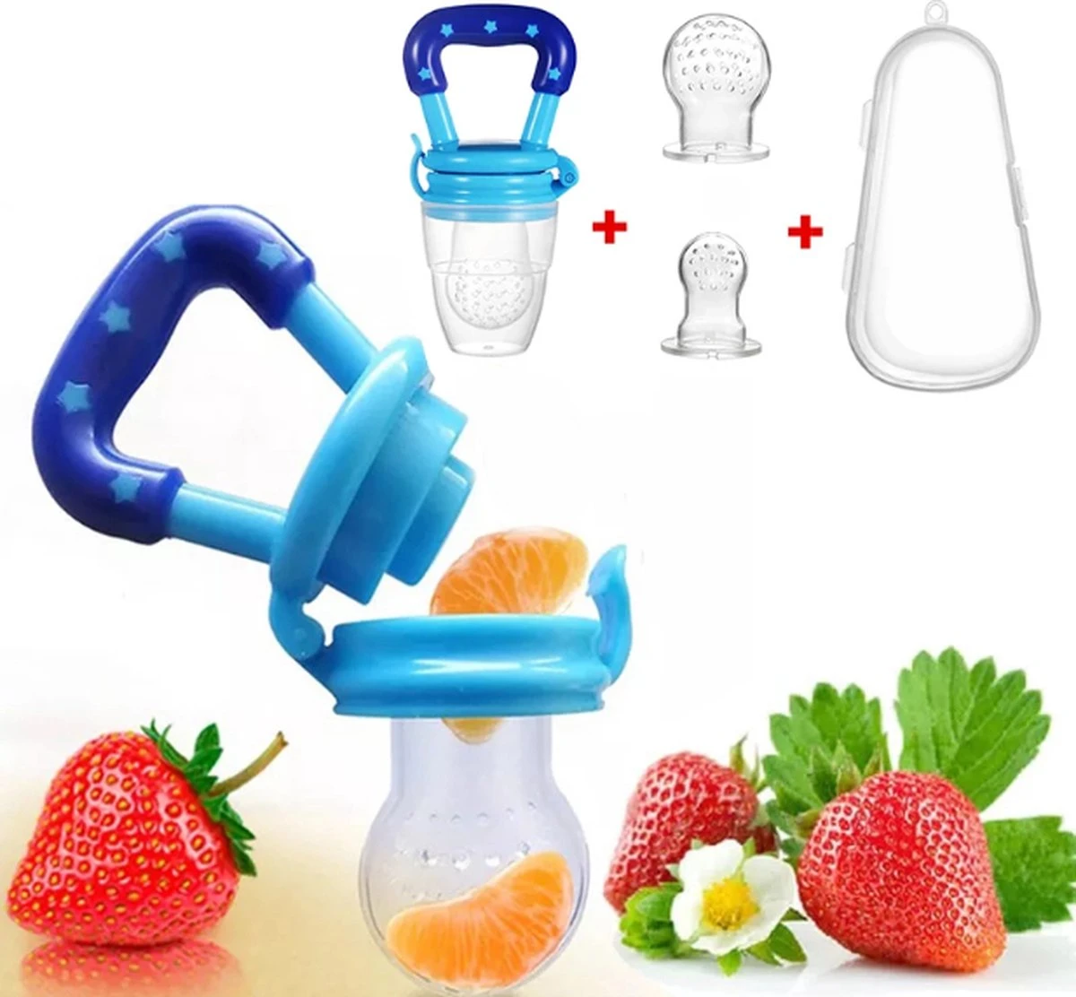 Sucette Aux Fruits - Sucette Pour Nourriture Pour Bébé - Nourriture Pour Bébé - Couverts Couverts Pour Enfants - Blauw - 4 En 1 - Introduction à L' Alimentation 1 Sucette Aux Fruits - Sucette Pour Nourriture Pour Bébé - Nourriture Pour Bébé - Couverts Couverts Pour Enfants - Blauw - 4 En 1 - Introduction à L' Alimentation
