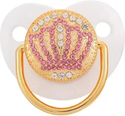 Sucette - Coquillage - 0 - 18 Mois - Wit / Rose / Argent - Gel De Silice - Sucette De Luxe Avec Diamants - Cadeau Bébé - Sucette Filles - Cadeau Baby Shower
