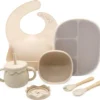 Vaisselle Enfant En Silicone Avec Ventouse LaCardia Beige – Set Vaisselle Enfant – Assiette Bébé Et Enfant Avec Ventouse – Vaisselle Bébé