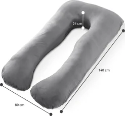 Ella Coussin De Grossesse XXL Forme U - Coussin D'allaitement - Coussin Corporel - Housse Amovible En Polaire Minky - 150x70cm - Gris Clair -Bébé Soldes Boutique 1200x1118 1