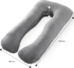 Ella Coussin D'allaitement XXL De U - Oreiller De Maternité - Oreiller De Corps - Housse Amovible En Polaire Minky - 140x80cm - Grijs -Bébé Soldes Boutique 1200x1118 3