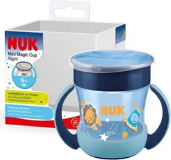 NUK | Soirée Mini Coupe Magic | Tasse à Boire | 360° | 6+ Mois | Brille Dans Le Noir | 160 Ml | Bleu 6+ Mois