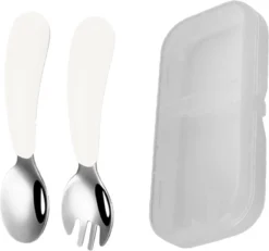 Couverts Pour Enfants Blanc| Comprend Une Boîte De Rangement Pratique | Fourchette Pour Enfants Et Cuillère Pour Enfants | Couverts Pour Tout-petits | Couverts Bébé | Cuillère Bébé