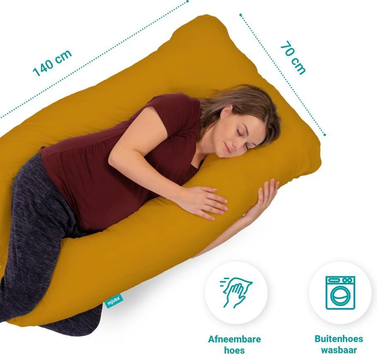 Oreiller De Grossesse Mjuka | Oreiller Confort | XXL 280 Cm | Coton Doux | Tant Pis| Incl. Sac De Rangement De Luxe 7 Oreiller De Grossesse Mjuka | Oreiller Confort | XXL 280 Cm | Coton Doux | Tant Pis| Incl. Sac De Rangement De Luxe – Image 7