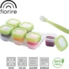 Fiorire Boîtes De Conservation Des Aliments Pour Nourriture Pour Bébé Avec Cuillère Offerte - Sans BPA - Contenants De Congélation - 6 X 60 Ml