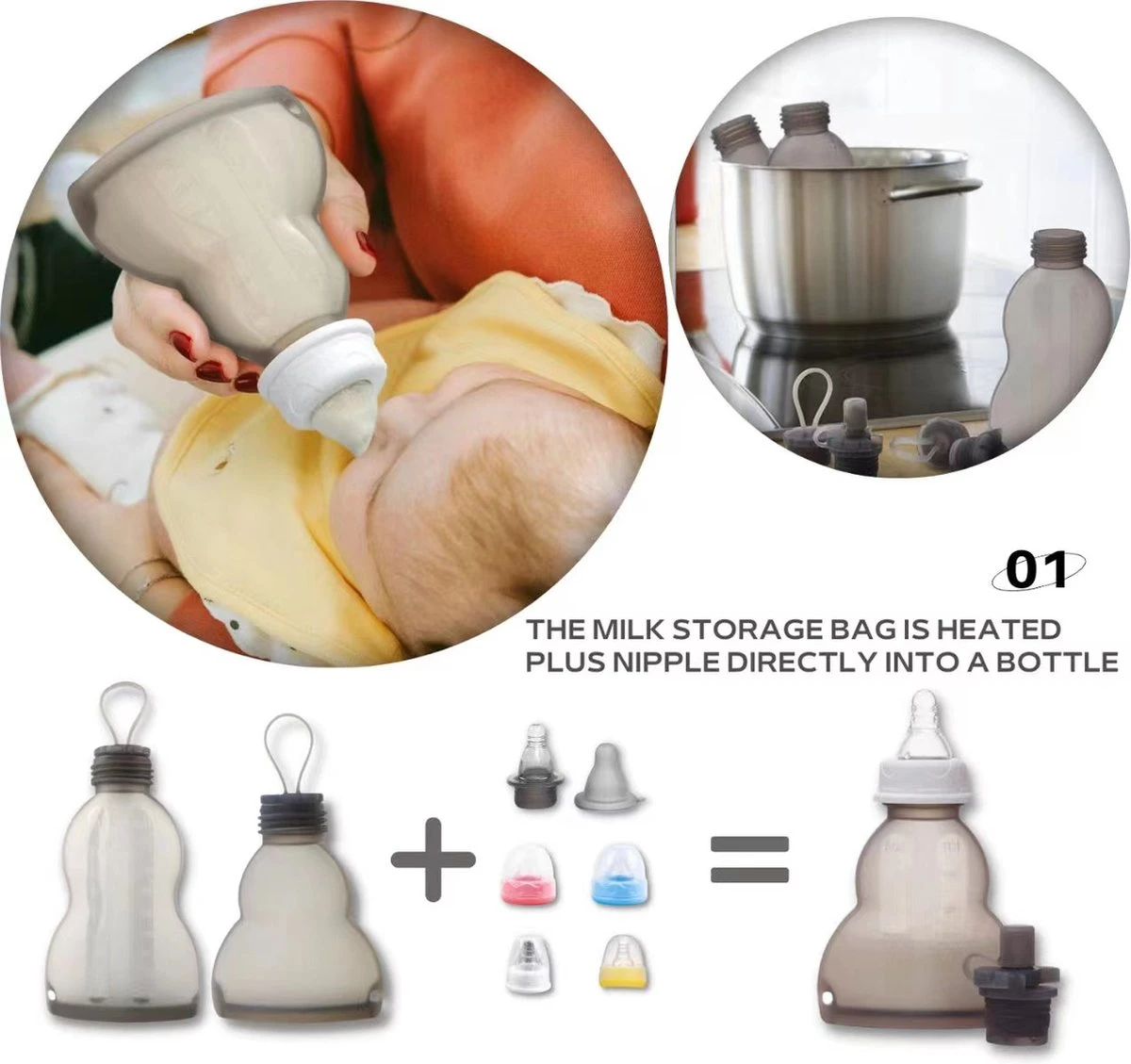 Pure Moms - Sacs De Conservation Pour Lait Maternel - Biberons - Réutilisables - 4 Pièces - Biberons Allaitement 260 ML - En Déplacement - Sans BPA 9 Pure Moms - Sacs De Conservation Pour Lait Maternel - Biberons - Réutilisables - 4 Pièces - Biberons Allaitement 260 ML - En Déplacement - Sans BPA – Image 9