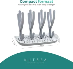 Nutrea EasyDry - Égouttoir à Bouteilles Bébé - Égouttoir Biberon - Bac D'égouttement Inclus - Grijs/ Wit -Bébé Soldes Boutique 1200x1130