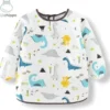Tablier Enfant ' Dino' Manches Longues - Bavoir à Manches - Bavoir Petit Hippopotame - Imperméable - Artisanat - Tablier Enfant - 12-36 Mois