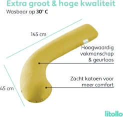 Oreiller De Grossesse Litollo® (forme J) | Oreiller De Couchage Latéral | Coussin Nutritionnel | Oreiller De Corps | Oreiller De Corps | 145 Cm | Housse Détachable |Sac De Rangement De Luxe | Jaune Ocre -Bébé Soldes Boutique 1200x1137 6