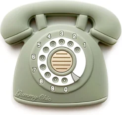 Anneau De Dentition Pour Téléphone Twist à L'ancienne Grijs - Convient à La Chaîne D'attache-sucette - Bébé - Sans BPA - Siliconen - 100% Sûr - Anneau De Dentition Refroidissant