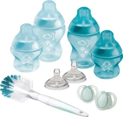 Tommee Tippee Closer To Nature Pack De Démarrage Pour Biberons Pour Nouveau-nés, Tétines Avec Valve Anti-coliques, Tailles Mixtes, Bleu