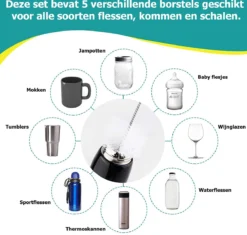 ESSIBLE Goupillon - Nettoyant Pour Bouteilles - Brosse De Nettoyage - Nettoyant Pour Bouteilles - 5 Pièces - Sans Rayures Ni BPA - Convient à Toutes Les Surfaces -Bébé Soldes Boutique 1200x1141 3