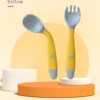 Cuillère En Siliconen Pour Bébé Ustensiles Set Extra Nourriture Toddler Learning Manger Formation Pliable Soft Fork Infant Enfants Services De Table Passe Au Lave-vaisselle